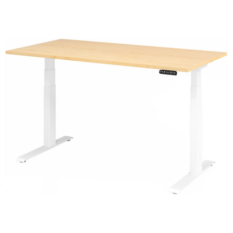 Bureau à hauteur réglable électriquement XDKB 16 W en érable avec structure blanche de hjh OFFICE PRO