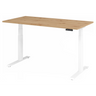 Bureau à hauteur réglable électriquement XDKB 16 W avec plateau en chêne rustique et piètement blanc de hjh OFFICE PRO