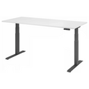 Bureau réglable en hauteur XDKB 19 G avec plateau blanc et pieds foncés de hjh OFFICE PRO