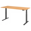Bureau réglable en hauteur XDKB 19 G en hêtre avec structure noire et écran numérique de hjh OFFICE PRO