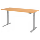 Bureau à hauteur réglable électriquement XDKB 19 S en hêtre avec structure argentée de hjh OFFICE PRO