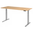 Bureau à hauteur réglable électriquement XDKB 19 S aspect chêne avec piètement gris de hjh OFFICE PRO