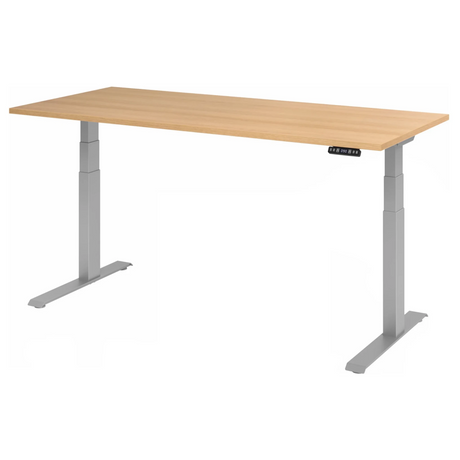 Bureau à hauteur réglable électriquement XDKB 19 S aspect chêne avec piètement gris de hjh OFFICE PRO