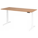 Bureau réglable en hauteur électriquement XDKB 19 W avec plateau en noyer et structure blanche de hjh OFFICE PRO