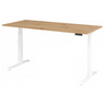 Bureau à hauteur réglable électriquement XDKB 19 W en chêne noueux avec piètement blanc de hjh OFFICE PRO