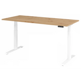 Bureau à hauteur réglable électriquement XDKB 19 W en chêne noueux avec piètement blanc de hjh OFFICE PRO