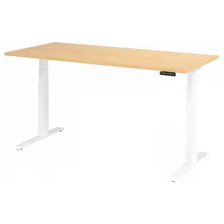 Bureau à hauteur réglable électriquement XDKB 19 W en érable avec structure blanche de hjh OFFICE PRO