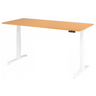 Bureau réglable en hauteur électriquement XDKB 19 W avec plateau couleur hêtre et structure blanche de hjh OFFICE PRO