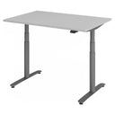 Bureau à hauteur réglable électriquement XDLR 12 G en gris avec deux pieds en T de hjh OFFICE PRO