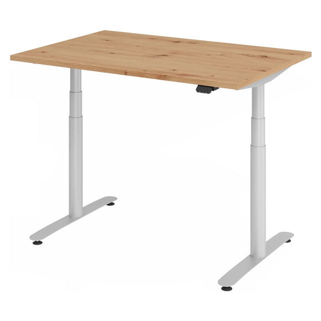 Bureau à hauteur réglable électriquement XDLR 12 S en chêne noueux avec structure blanche de hjh OFFICE PRO