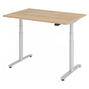 Bureau réglable en hauteur électriquement XDLR 12 S aspect chêne avec structure argentée de hjh OFFICE PRO