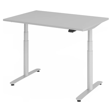 Bureau à hauteur réglable électriquement XDLR 12 S en gris avec deux pieds de hjh OFFICE PRO
