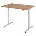 Bureau à hauteur réglable électriquement XDLR 12 S aspect noyer avec piètement blanc de hjh OFFICE PRO