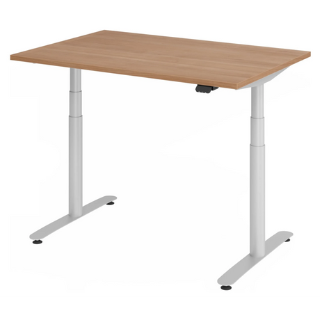 Bureau à hauteur réglable électriquement XDLR 12 S aspect noyer avec piètement blanc de hjh OFFICE PRO