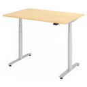 Bureau réglable en hauteur électriquement XDLR 12 S en érable avec structure argentée de hjh OFFICE PRO