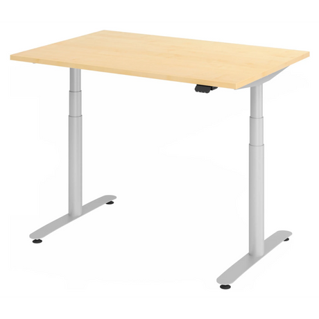 Bureau réglable en hauteur électriquement XDLR 12 S en érable avec structure argentée de hjh OFFICE PRO