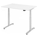 Bureau à hauteur réglable électriquement XDLR 12 S en blanc avec deux pieds en T de hjh OFFICE PRO