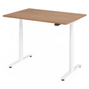 Bureau à hauteur réglable électriquement XDLR 12 W avec plateau en noyer et piètement blanc de hjh OFFICE PRO