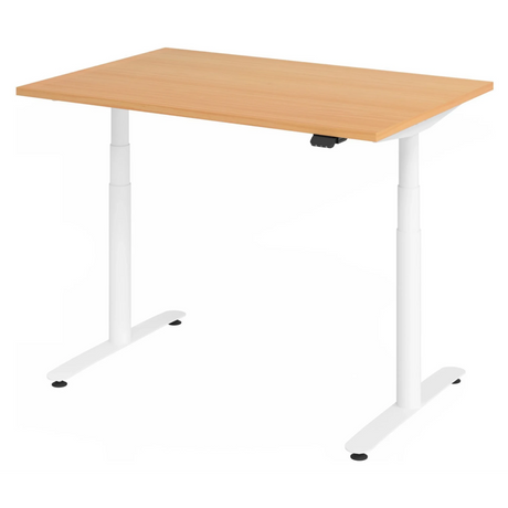 Bureau réglable en hauteur électriquement XDLR 12 W en hêtre avec piètement blanc de hjh OFFICE PRO