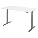 Bureau à hauteur réglable électriquement XDLR 16 G avec plateau blanc et pieds gris de hjh OFFICE PRO