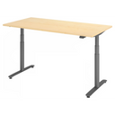 Bureau à hauteur réglable électriquement XDLR 16 G en érable avec piètement gris foncé de hjh OFFICE PRO
