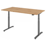 Bureau à hauteur réglable électriquement XDLR 16 G avec plateau en chêne rustique et piètement gris de hjh OFFICE PRO