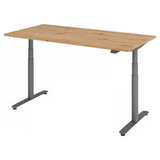 Bureau à hauteur réglable électriquement XDLR 16 G avec plateau en chêne rustique et piètement gris de hjh OFFICE PRO