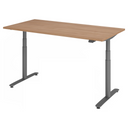 Bureau à hauteur réglable électriquement XDLR 16 G avec plateau effet noyer de hjh OFFICE PRO