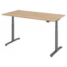 Bureau à hauteur réglable électriquement XDLR 16 G en chêne avec pieds gris de hjh OFFICE PRO