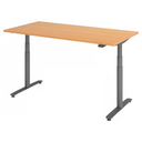 Bureau à hauteur réglable électriquement XDLR 16 G en hêtre avec pieds gris de hjh OFFICE PRO