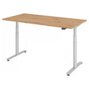 Bureau à hauteur réglable électriquement XDLR 16 S en chêne rustique avec piètement blanc de hjh OFFICE PRO