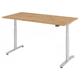 Bureau à hauteur réglable électriquement XDLR 16 S en chêne rustique avec piètement blanc de hjh OFFICE PRO