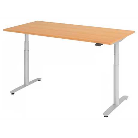 Bureau à hauteur réglable électriquement XDLR 16 S en hêtre avec cadre argenté de hjh OFFICE PRO