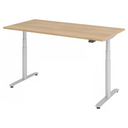 Bureau à hauteur réglable électriquement XDLR 16 S avec plateau en chêne clair et piètement blanc de hjh OFFICE PRO