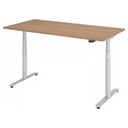 Bureau à hauteur réglable électriquement XDLR 16 S effet noyer avec piètement blanc de hjh OFFICE PRO