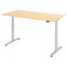 Bureau à hauteur réglable électriquement XDLR 16 S en érable avec structure argentée de hjh OFFICE PRO