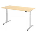 Bureau à hauteur réglable électriquement XDLR 16 S en érable avec structure argentée de hjh OFFICE PRO