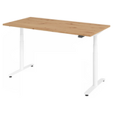 Bureau à hauteur réglable électriquement XDLR 16 W avec plateau en chêne rustique et piètement blanc de hjh OFFICE PRO