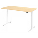 Bureau réglable en hauteur électriquement XDLR 16 W en érable avec piètement blanc de hjh OFFICE PRO