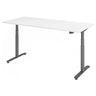 Bureau à hauteur réglable électriquement XDLR 19 G avec plateau blanc et piètement gris de hjh OFFICE PRO
