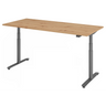 Bureau à hauteur réglable électriquement XDLR 19 G avec plateau en chêne rustique et pieds gris de hjh OFFICE PRO