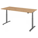 Bureau à hauteur réglable électriquement XDLR 19 G avec plateau en chêne rustique et pieds gris de hjh OFFICE PRO