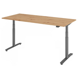 Bureau à hauteur réglable électriquement XDLR 19 G avec plateau en chêne rustique et pieds gris de hjh OFFICE PRO