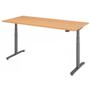 Bureau à hauteur réglable électriquement XDLR 19 G en hêtre avec pieds gris de hjh OFFICE PRO