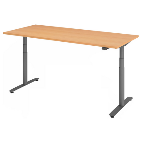 Bureau à hauteur réglable électriquement XDLR 19 G en hêtre avec pieds gris de hjh OFFICE PRO