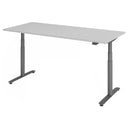 Bureau à hauteur réglable électriquement XDLR 19 G en gris avec un grand plateau de hjh OFFICE PRO