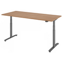 Bureau réglable en hauteur électriquement XDLR 19 G aspect noyer avec structure grise de hjh OFFICE PRO