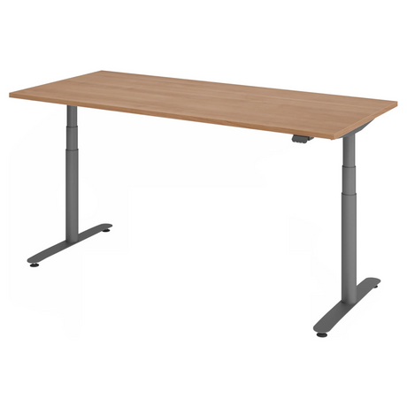Bureau réglable en hauteur électriquement XDLR 19 G aspect noyer avec structure grise de hjh OFFICE PRO