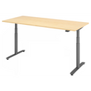 Bureau à hauteur réglable électriquement XDLR 19 G en érable avec piètement gris de hjh OFFICE PRO