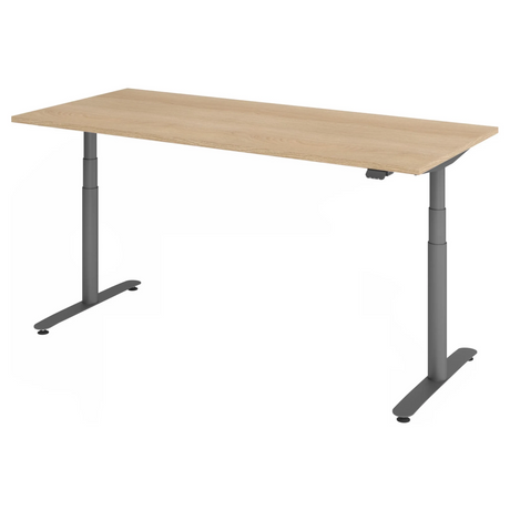 Bureau à hauteur réglable électriquement XDLR 19 G en chêne avec pieds gris de hjh OFFICE PRO